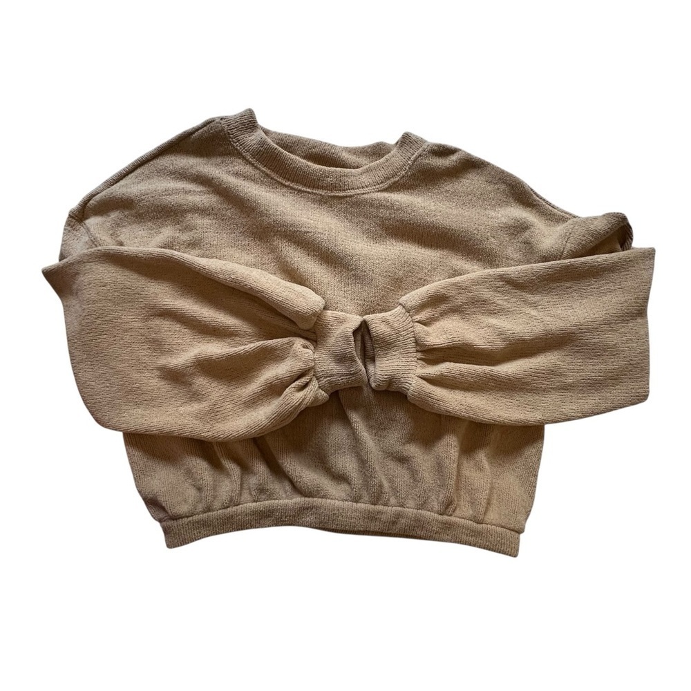 Free People Beach Gold Rush Henley sweater balloon sleeve oversized crew neck xs - Picture 5 of 13